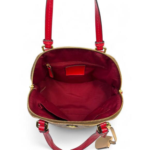 Coach Peyton Signature Cora Dome Coated Canvas Satchel Bag - Picture 15 of 16